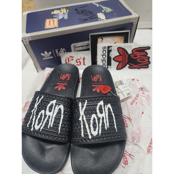 Korn x Adidas Black adilette slides . Size 8 mens main image 5